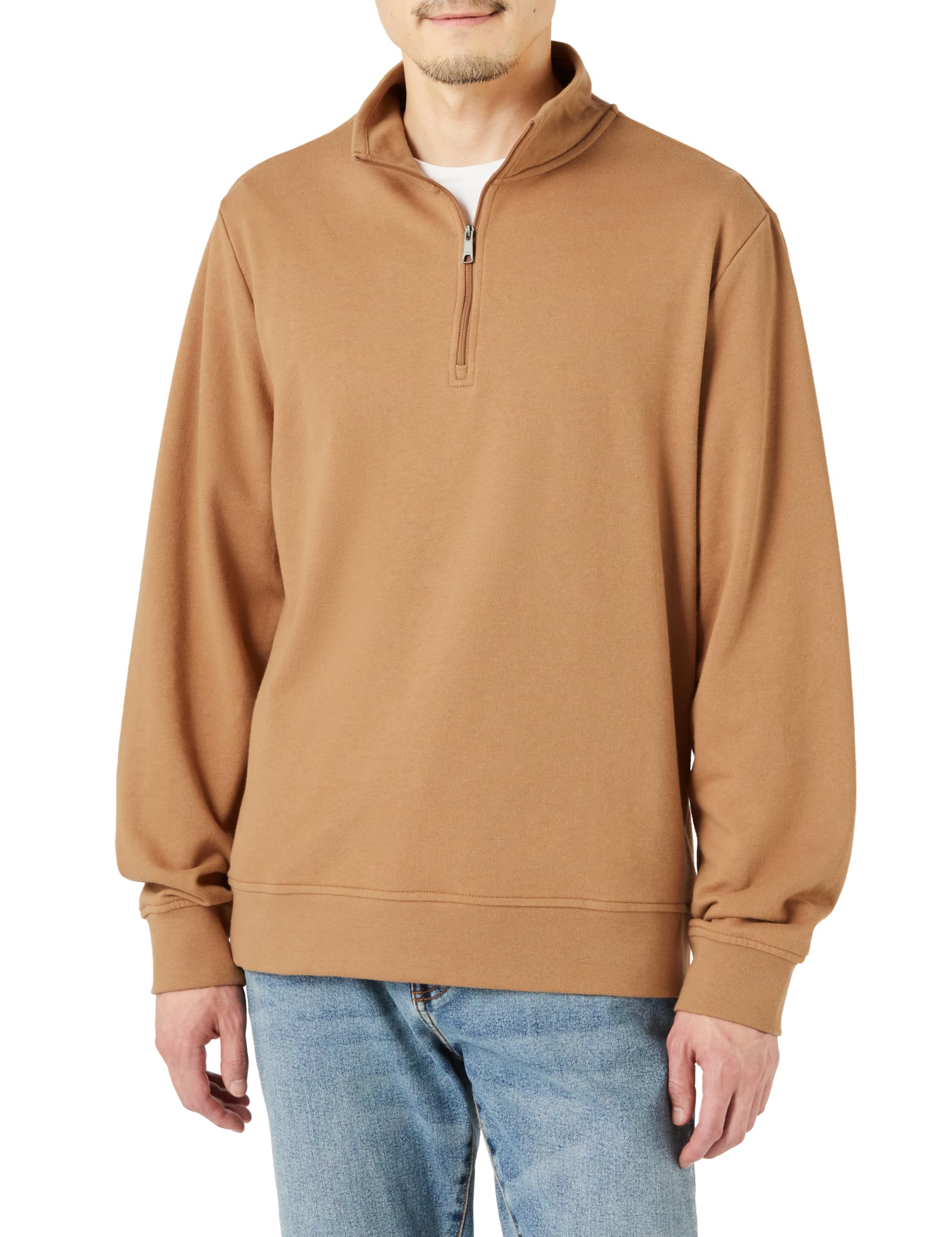 

Amazon Essentials Men s Lightweight Mock Neck Quarter-Zip French Terry Sweatshirt, Tan, Size M