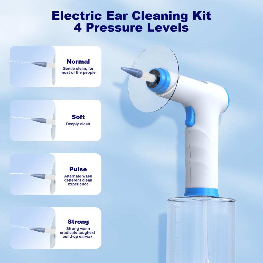 4 Pressure Levels Soft Ear Tips Cleaner Portable Electric Earwax Remover  Cleaning Ear Washer