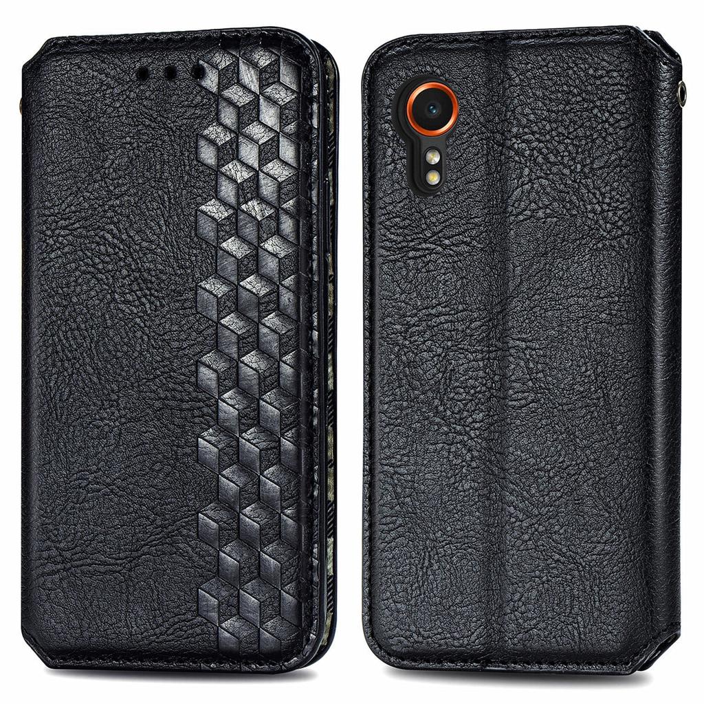 Husă din piele PU cu imprimeu romb pentru Samsung Galaxy Xcover7, tip portofel cu suport