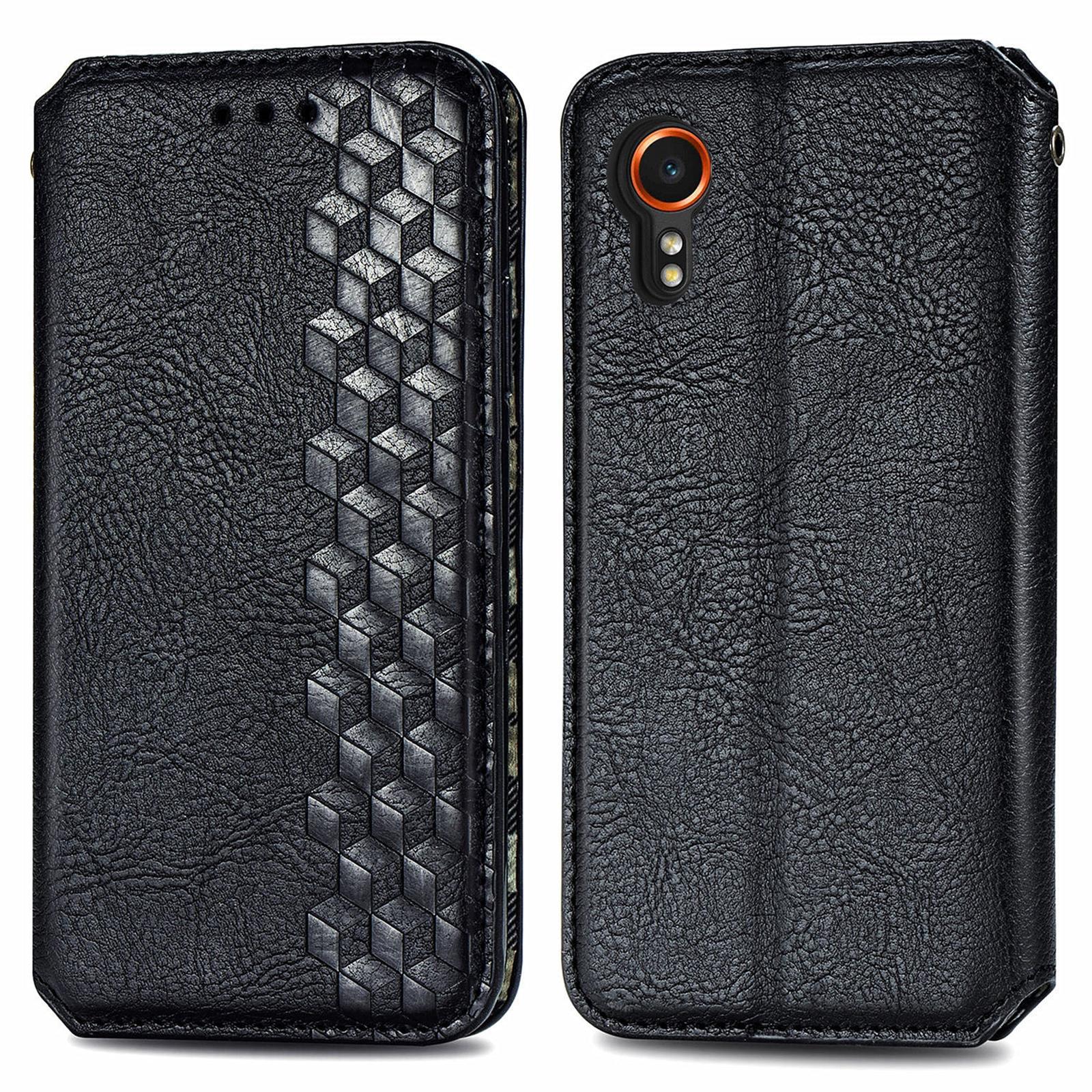 Для Samsung Galaxy Xcover7 Чехол из ПУ-кожи Ромбовидный Отпечаток Кошелек Подставка Чехол для Телефона Black