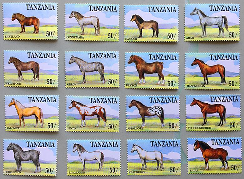 Real New Tanzania Post Stamps Postage Animal Horse Full Complete Set 16 Collectible Postage Stamps Material For Scrapbooking