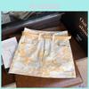 Cotton Blend Flower Print High Waist Short Skirt For Summer Casual Wear