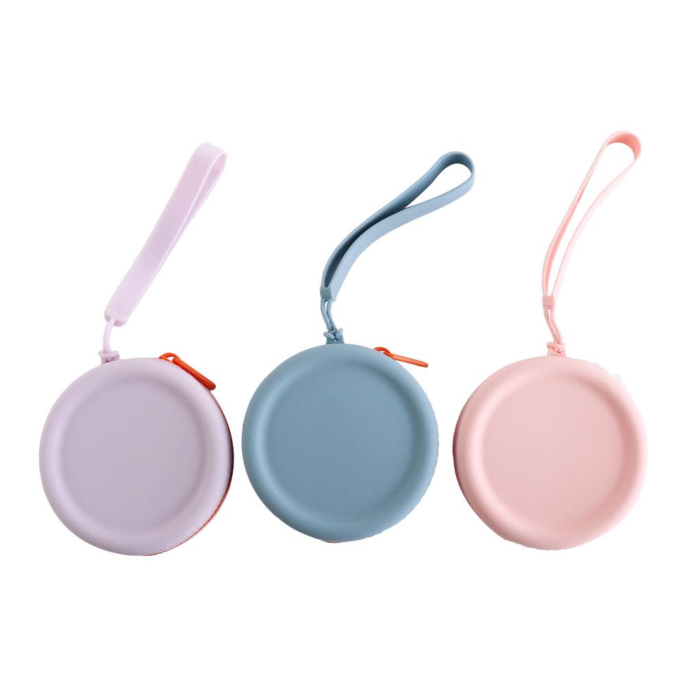 Mini Round Silicone Coin Purse INS Data Cable Storage Bag Creative Lipstick Cosmetic Bag  Women