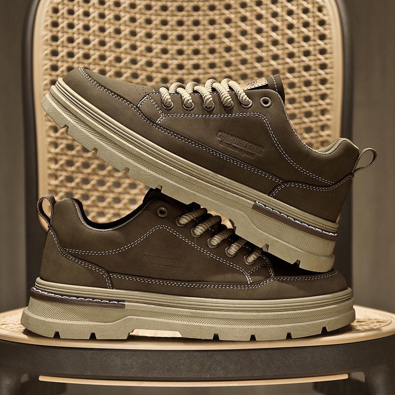 

Мужские рабочие ботинки 2025 осень-зима новые универсальные уличные ботинки с большой головой на платформе, нескользящие, не рвущиеся, ботинки Мартин 45