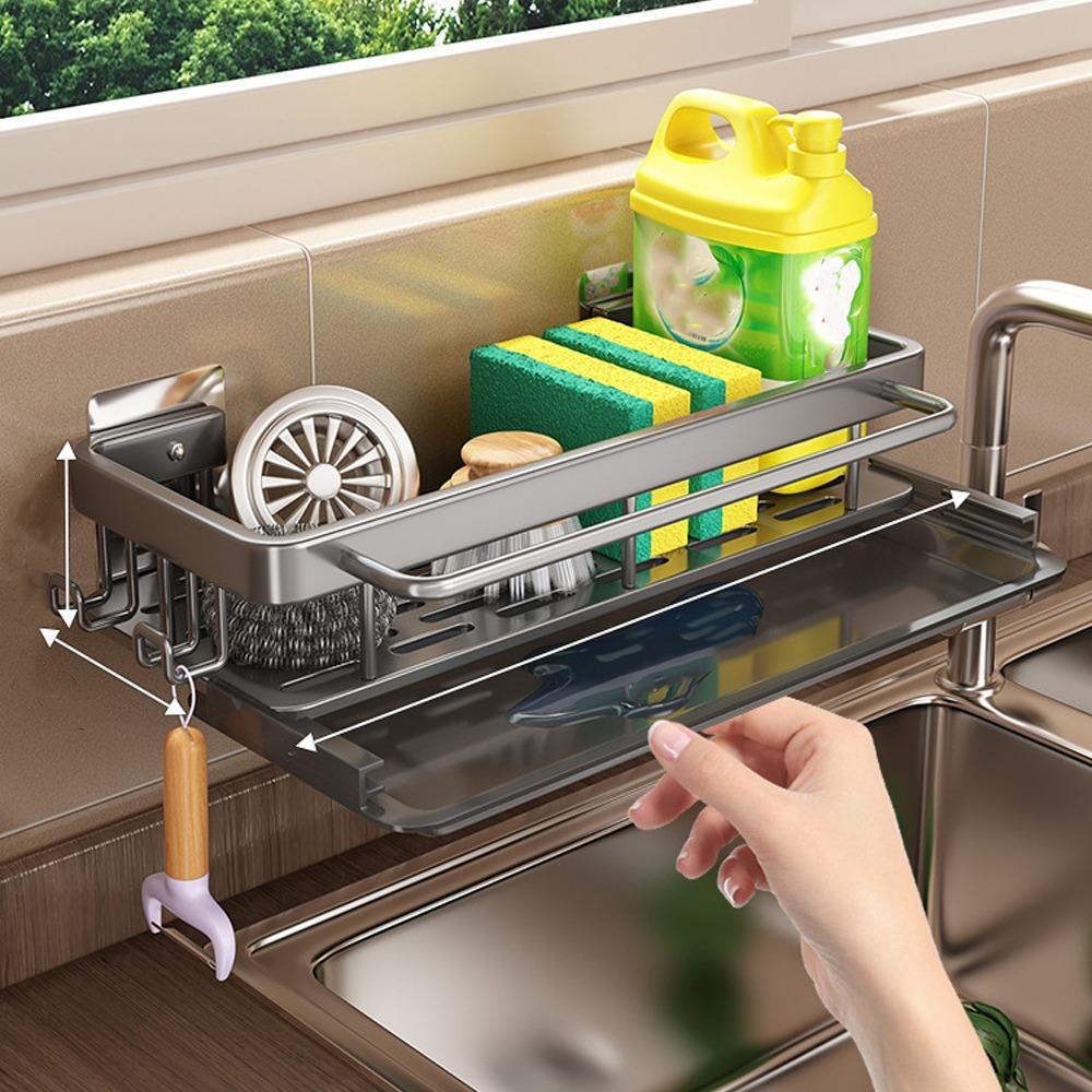Aluminum Kitchen Storage Rack with Tray Storage Organizer  Household Organization
