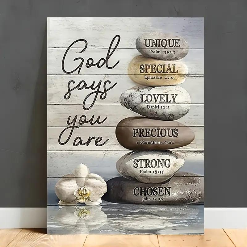 [No Framed Art] No Framed Canvas Painting, Farmhouse Bathroom Wall Art | Inspirational Decoration with Zen Stones and Bi 21X30CMNo Framed