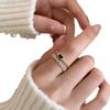 Fashionable Emerald Green Crystal Double Layer Ring Adjustable Opening Ring Copper Crafted Jewelry For Her