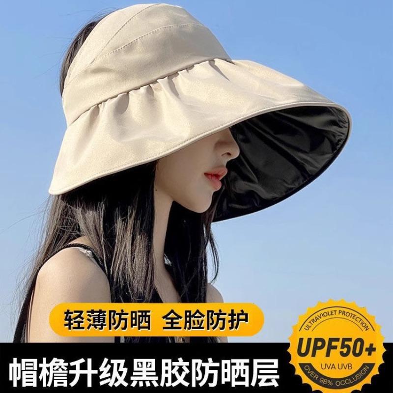 Vinyl empty top sunscreen hat Genuine sunscreen bucket hat Women's empty top vinyl eaves UV protection sun hat
