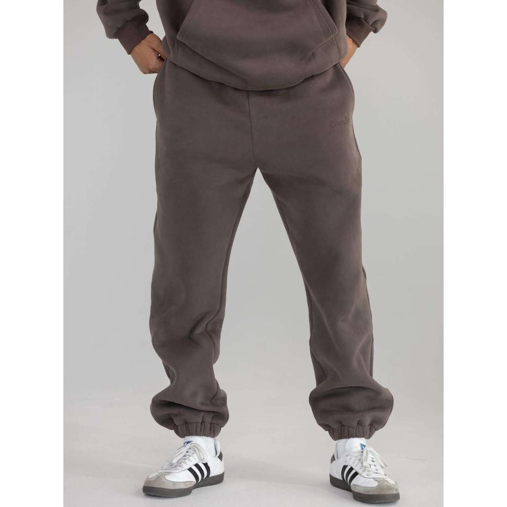 Comfrt Solid Color Embroidery Fleece Oversize Couple Hoodie Casual Loose Sweatpants Set