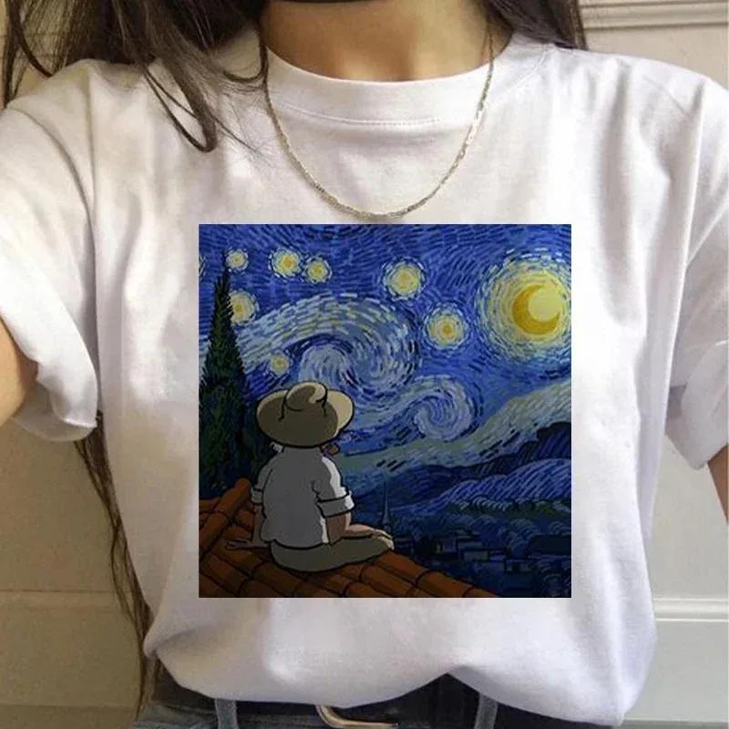 Artistic Van Gogh Paintings Graphic T Shirt With Classic Art Quotes Creative Designs Stylish Casual Short Sleeve Tee For Daily
