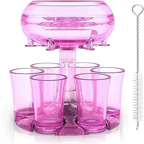 Party Game 6 Cups of Acrylic Wine Whiskey Beer Dispenser Bar Beer Cocktail Party Home Bar Party Alcoholic Beverage Dispenser розовый