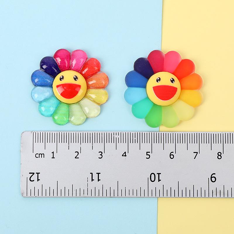 Seven-Color Smiley Sunflower Resin Accessories: Headwear, Brooch, Pencil & Phone Case Stickers, Bracelets.