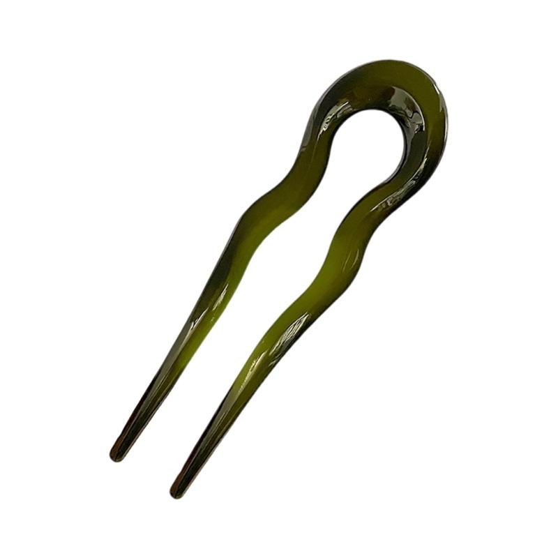Wavy U Shaped Hair Stick for Stylish Hairstyles Elegant 2 Prong Updo Pin for Women Girls Handmade Headwear Accessories