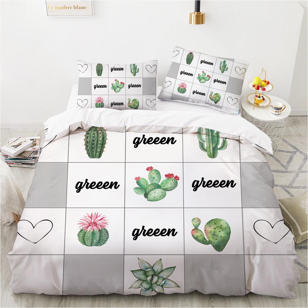 

Кактус 3D цифровой принт узор пододеяльник наволочка спальня комплект постельного белья из трех частей DE 135x200cm