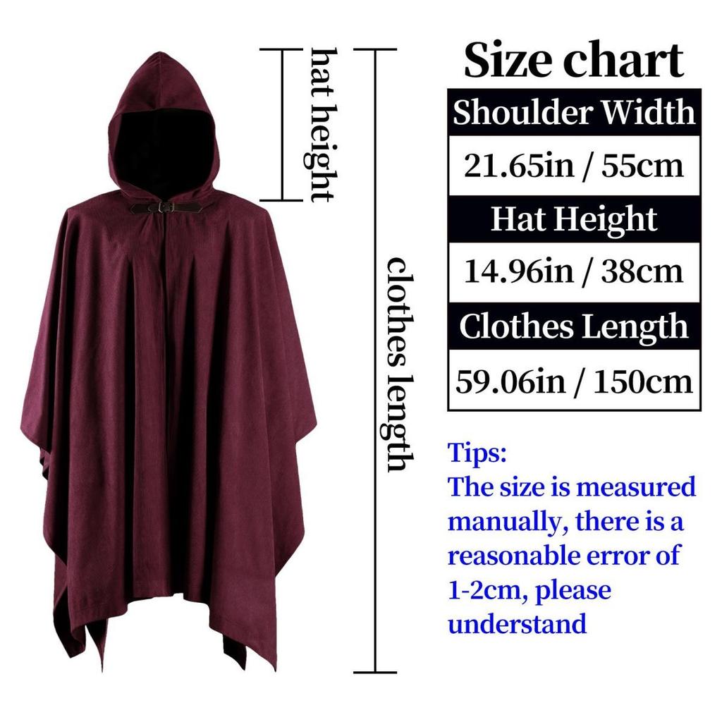 Unisex Medieval Vintage Halloween Cloak Corduroy Cosplay Performance Cloak Stage Costume