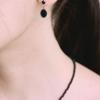 NUOY Elegant Black Dot Onyx Drop Earrings