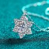 Sterling Snowflake Pendant Necklace Women Full Moissanite Floral Wave Design Delicate Layered Chain Lightweight