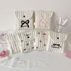 Stylish Cotton Polyester Period Essential Bag With Decorative Bows Design Compact Cosmetic Organizer For Women Girls
