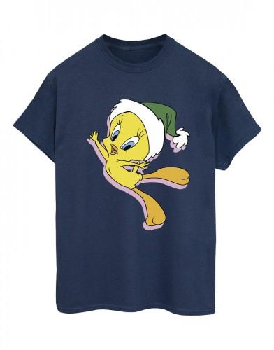 Looney Tunes Womens/Ladies Tweety Christmas Hat Cotton Boyfriend T-Shirt