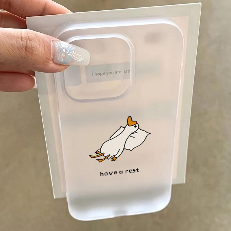 

Super Cute Duck Quack Matte Translucent Phone Case For iPhone 17 16 15 14 13 12 11 Pro Air 16E X XR XSMax 7 8 Plus SE Mini Cover iPhone 13 mini
