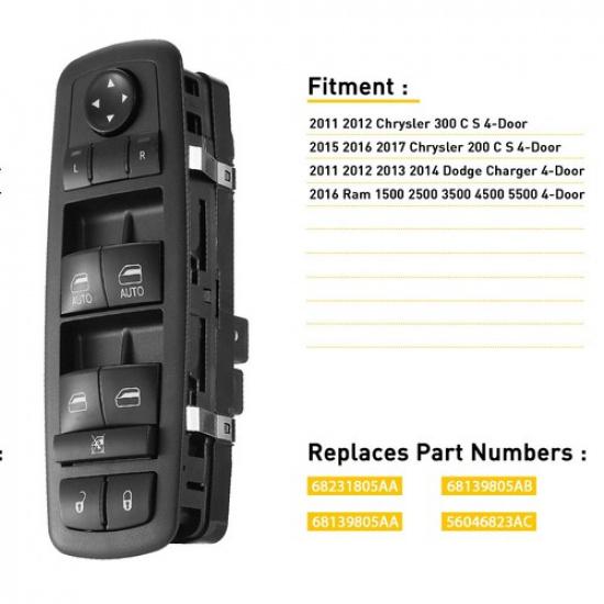 Master Power Window Control Panel Switch for 2011-2017 Dodge Charger 4-Door EPB