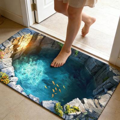 Floor Mat 3D Optical Illusion Realistic Hole Effect Door Mat Interactive Pet Toy Mat Living Room Hallway Entryway Decoration