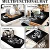 1Pcs Rubber Drying Mat With Coffee Print For Coffee Shop Restaurant Kitchen Carpet Tableware Durable Diatom Mud Table Mat Pet Mat Coffeeware