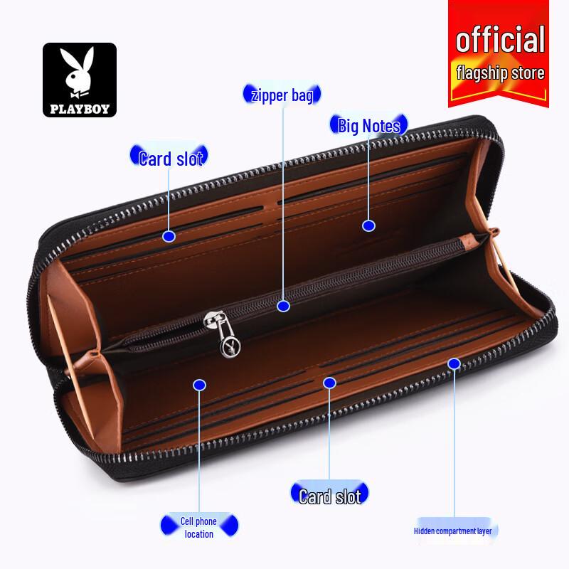 PLAYBOY Men's Long Business Zipper Wallet