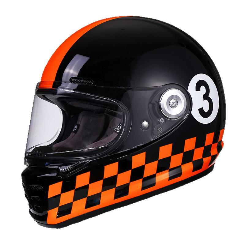 3C Certified Retro Fiberglass Full Face Helmet for Motorcycles and Scooters