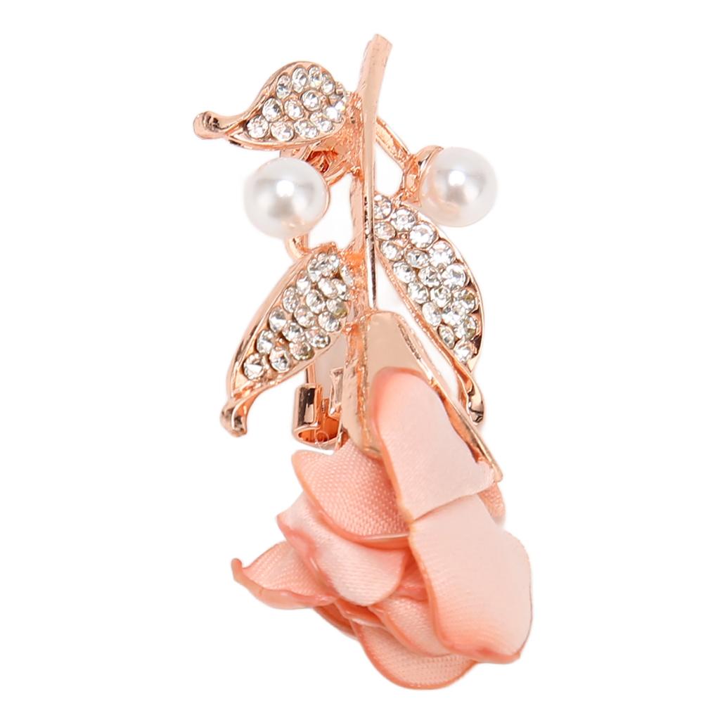 Rosa Rosenbrosche Modisch Elegant Schön Strass Stoff Hochzeitsbrosche Anstecknadel für Weinparty