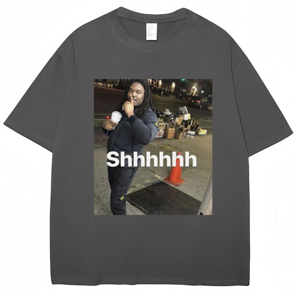 Lucki Shhhhh Funny Meme Print T-shirts Men's Women's Oversized Humor T Shirt 100% Cotton O-Neck Casual T Shirts