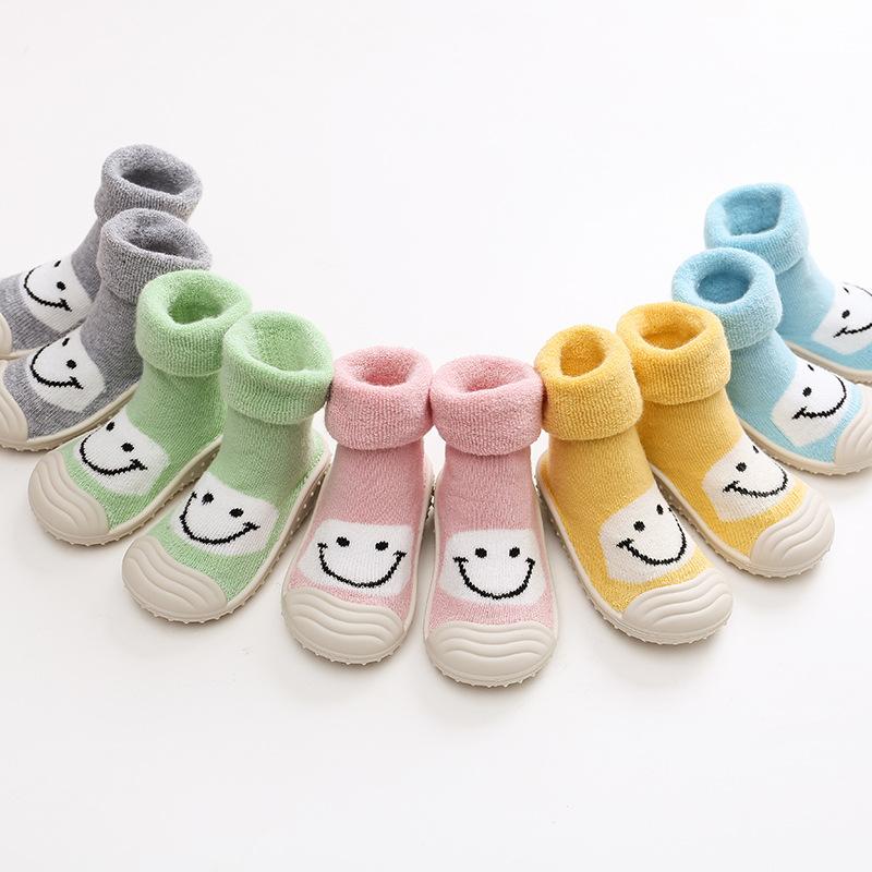 Autumn Winter New Towel Thickening Children's Floor Socks Baby Baby Toddler Shoes Rubber Sole Cartoon Tube Socks