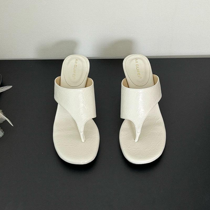 

Fashion Fashion Round Heels Women Slides Slippers Sandals New In Spring Summer Ladies Heeled Slippers Shoes Female Flip flops Pumps 35 бежевый