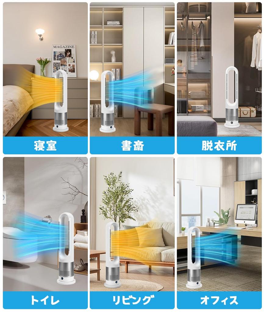 GHDVOP Bladeless Tower Fan & Ceramic Heater, Dual Use (Model UML-030JR) with Remote
