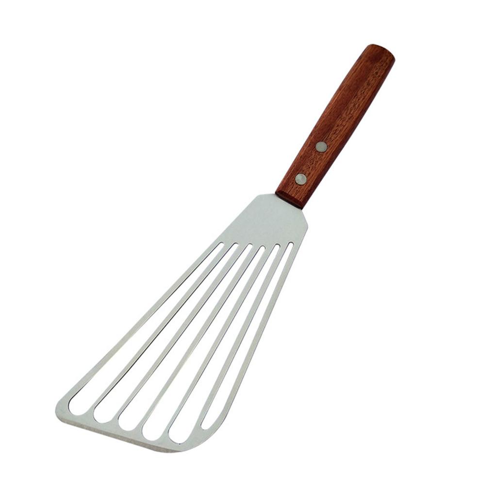 Fish Spatula With Wooden Handle, Slotted Fish Turner Spatula With Sloped Head Design, Kitchen Spatula Tool