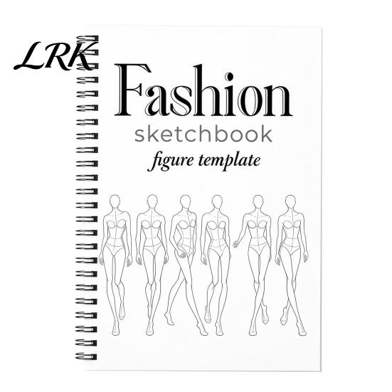 Kreatives Mode-Skizzenbuch Vorlage für den menschlichen Körper Malbuch, Spiralbindung 360 Grad flach liegend Kleidung Illustrationsblock Zeichnen