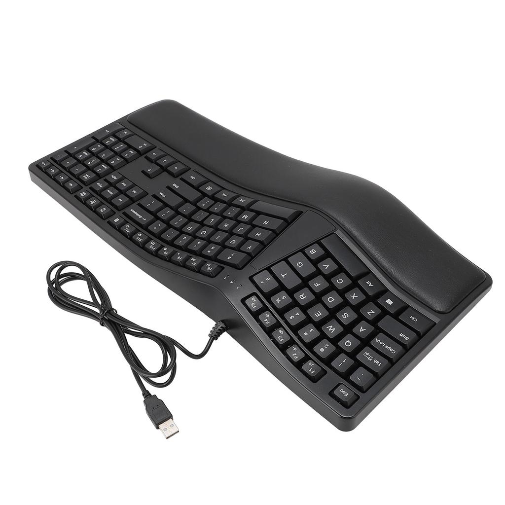 Ergonomic Split Keyboard with Palm Rest Quiet USB 2.0 Wired Keyboard for Laptop with 110 Keys 1.5m Cable Type