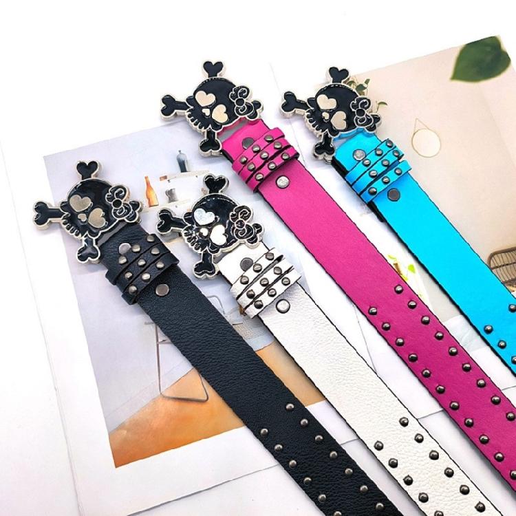 Pin Buckle PU Leather Belt Woman Casual Waist Decors Skull Belt 2000s Waiststrap
