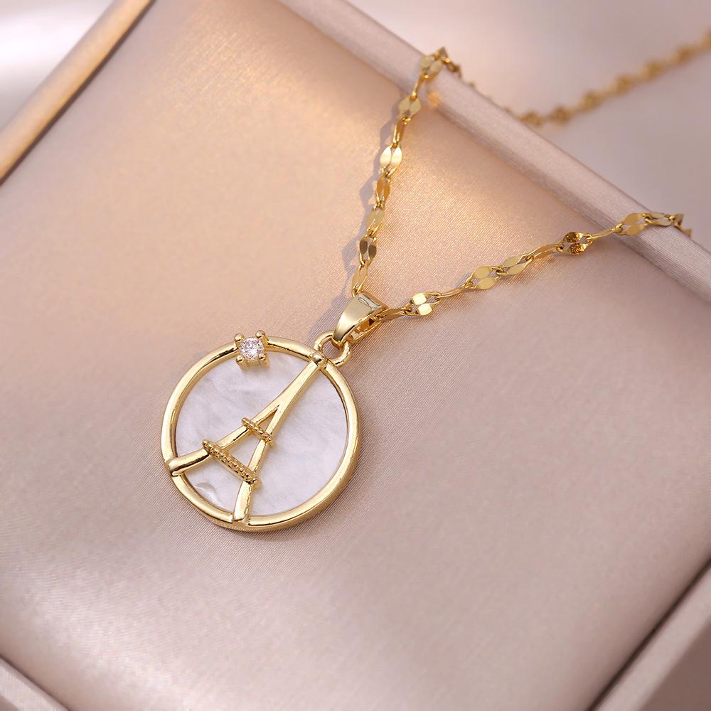 1 Stück Eiffelturm Anhänger Kupfer Halskette Stilvolle Titanstahl Schlüsselbein Kette Geschenk Damen Mädchen Elegantes Zubehör