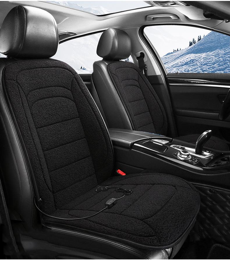 Artificial Wool Car Heating Seat Cushion 45°C-65°C Adjustable Temperature Universal Winter Car Seat Cushion 12V 24V Optional