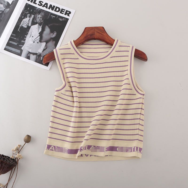 Stripes Knitting Camisole Women's Summer 2025 New Arrival Slimming Belly-Covering Inner Bottoming Top Women