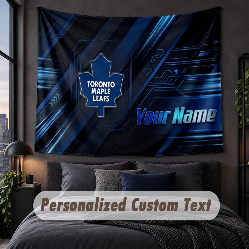 Custom Name Text Tapestry,Toronto Maple Leafs Decorative Wall Hanging, Background Tapestry For Home Bedroom