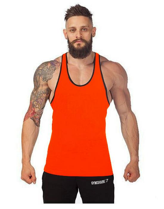 Men's Plus Size Solid Racerback Tank Top - Elastic Cotton Blend for Gym Training
