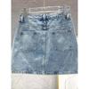 ZZ Shiny Diamond A-Line High-Waisted Denim Skirt for Women - Summer 2025 Edition