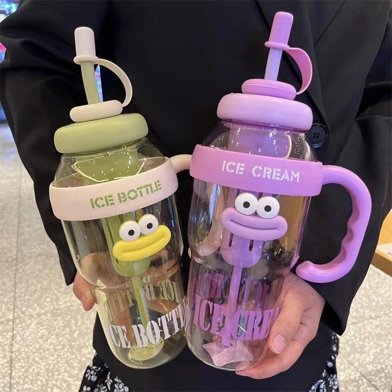 1300ML Sports Water Bottle Cute Aesthetic Large Capacity Water Cup for Women Summer Home Outdoor Portable Straw Cup Summer Big Belly Cup