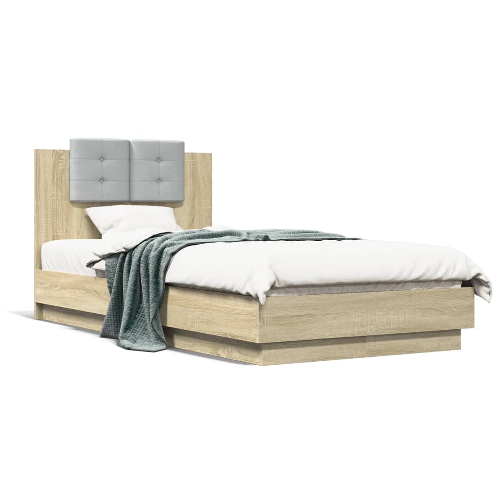 Bed Frame with Headboard Sonoma Oak 75 x 190 cm Wood Based Panel