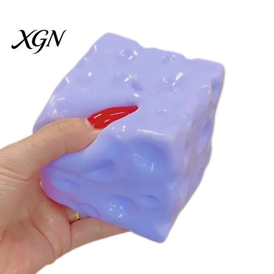 Cheese Sensory Tools Blueberry Squeeze Toy, Stress Relief Block Slow Soft Toy Rising Cube Pinch for Home Office Focus Aid Fidget