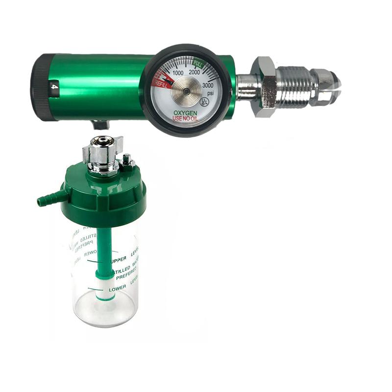 Bull Nose Oxygen Flow Regulator With Pressure Gauge For Oxygen Cylinder And Ozone Generator 0-15L/Min With Humidificator