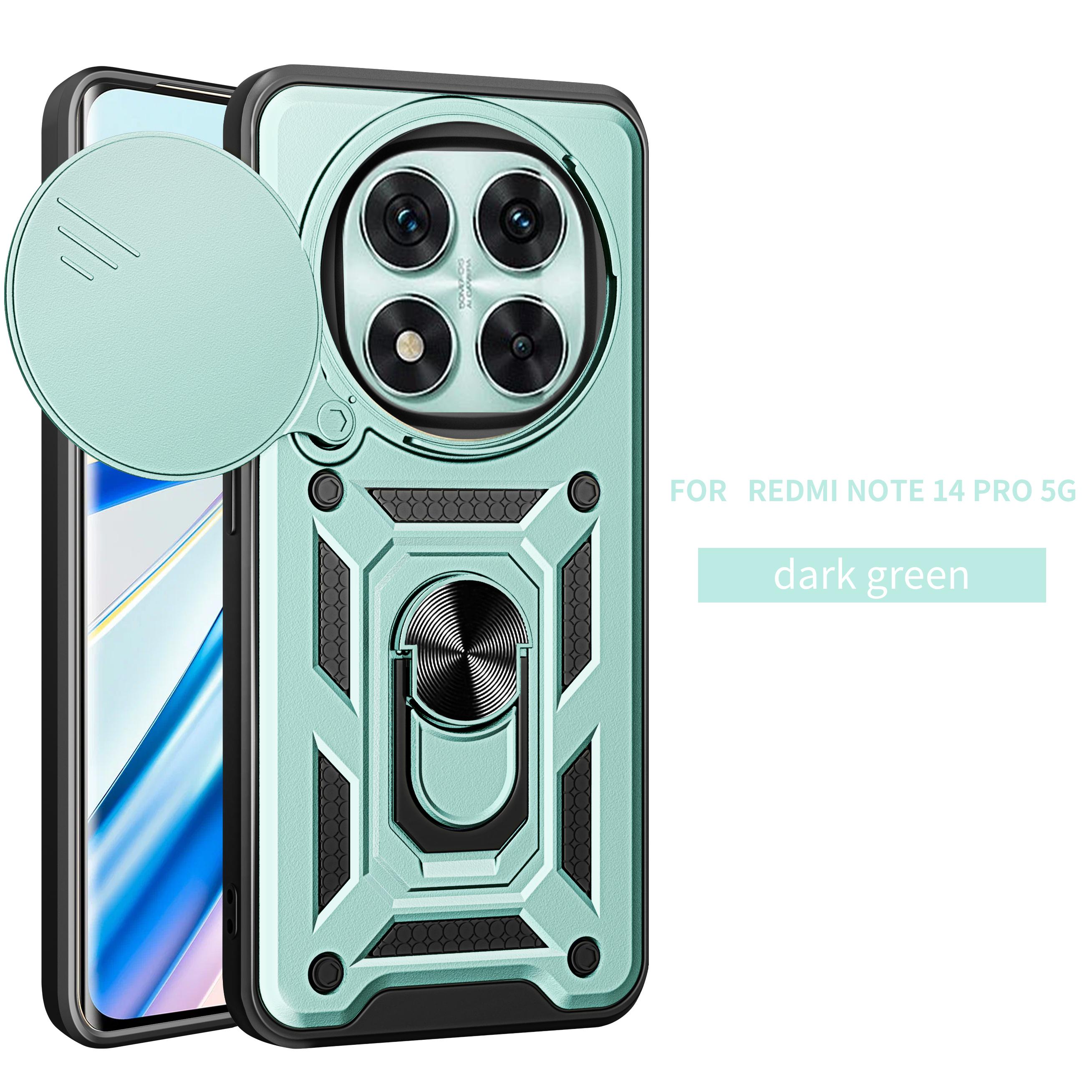 

For Xiaomi Redmi Note 14 Pro + Case Redmi Note 14 pro Plus Magnetic Ring Holder Armor Phone Case Slide Camera Protect Back Cover Redmi Note 14 Pro+