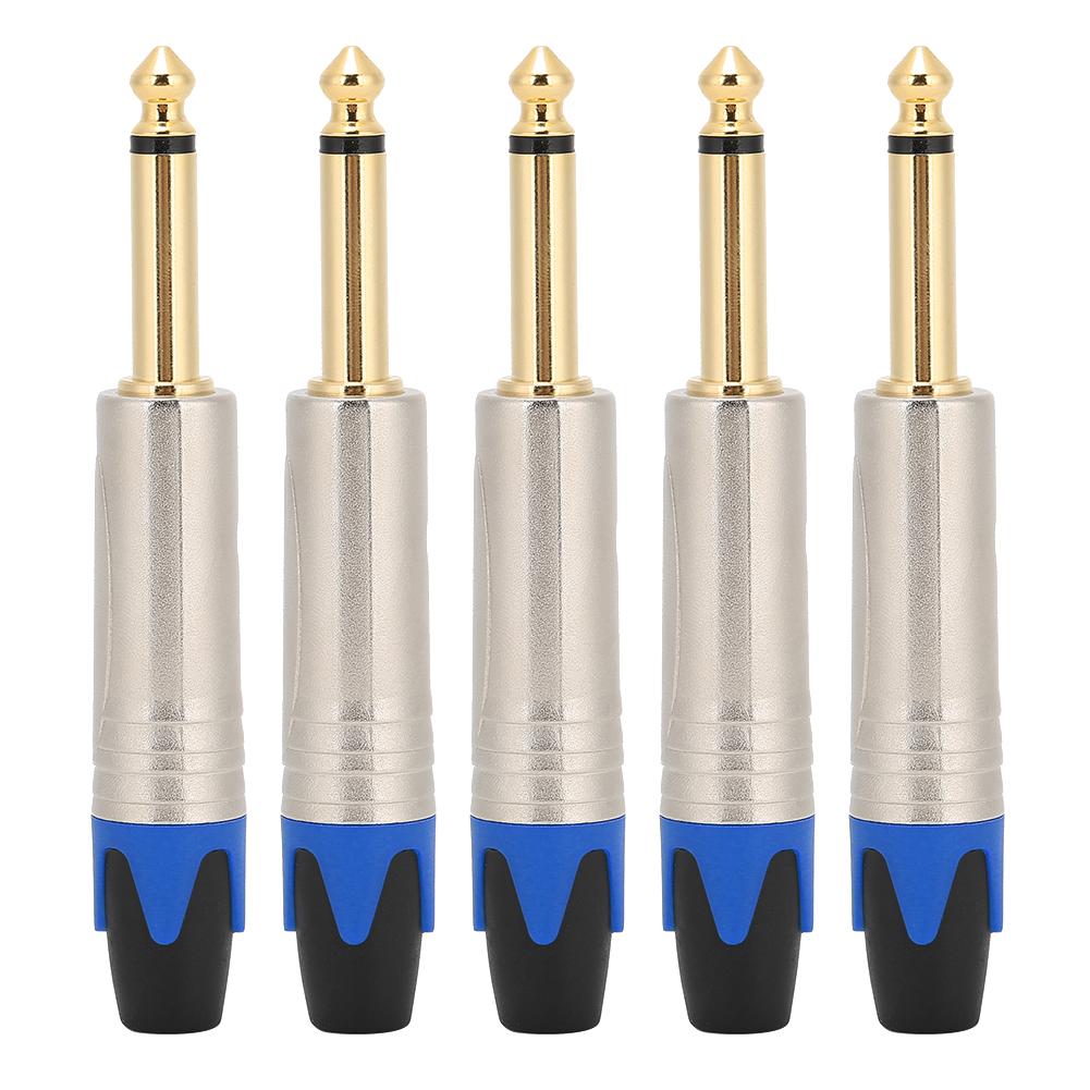 5pcs 6.35mm Single Track Microphone   Cable   Usage Welding Plug Connector